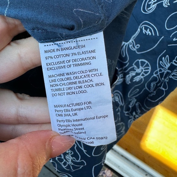 Southern Proper Mens Blue and White Short Sleeve Crab Button Down Size Large - Picture 2 of 10